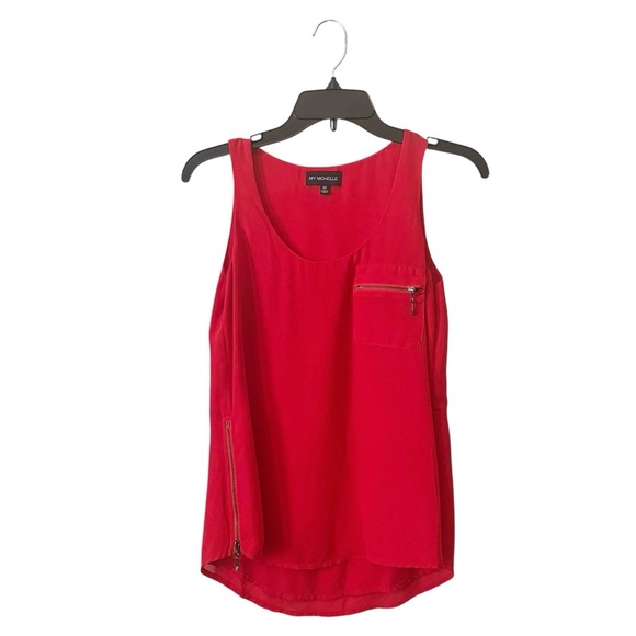 My Michelle Tank Top Women's Size XS Red Side Zippers Pocket Classic Shell - Picture 2 of 6